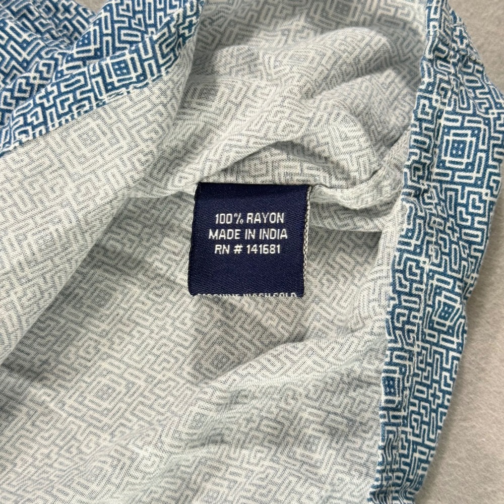 Preswick & Moore Men XL Blue Geometric Print Rayon Button Down Shirt - Picture 4 of 9